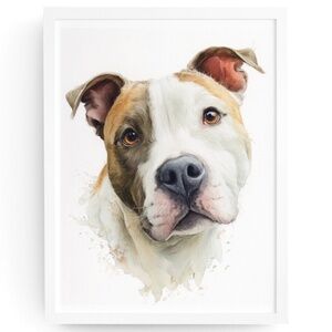 American Pit Bull Terrier Watercolor Wall Art Print Poster - Unframed